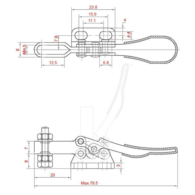 Vendita online Bloccaggio orizzontale base piatta DX braccio fisso 30 Kg.
